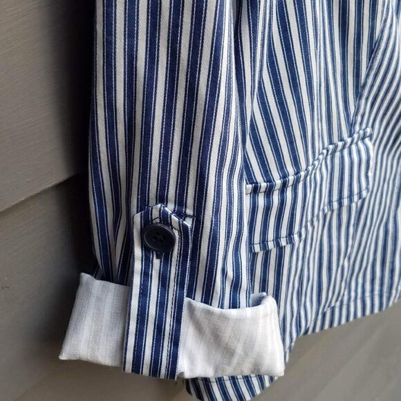 Tribal Blue and White Stripe Jacket w/Roll up Sleeves Size Medium - Picture 8 of 12